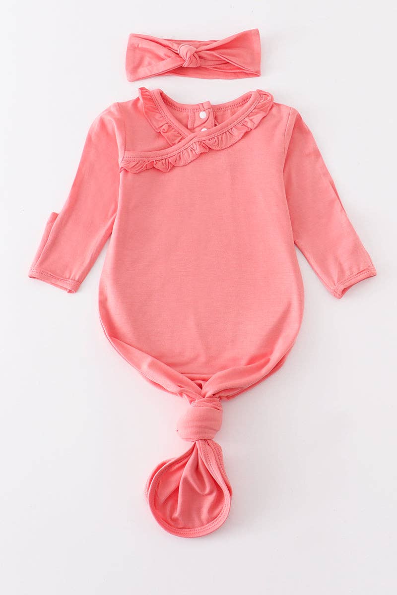 Baby Ruffle Gown: Peach (2 PC Bamboo Set)