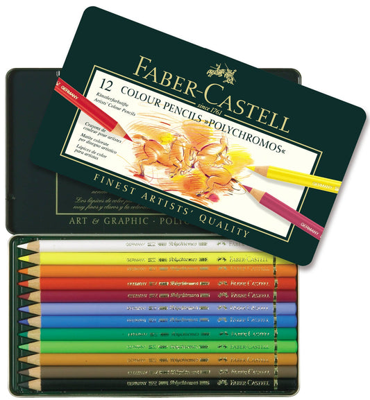 FABER-CASTELL: Polychromos Artists' Color Pencils, Tin of 12