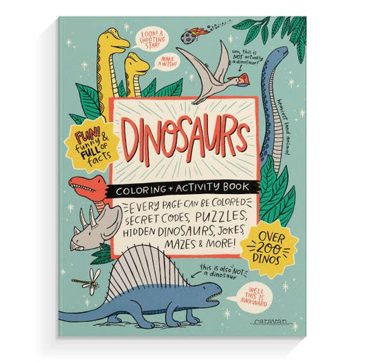 Activity Book: Dinosaurs Coloring + Activity: Mazes, Puzzles, Jokes + MORE