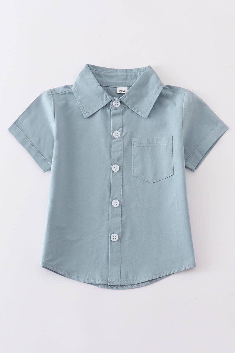 Boy Collared Shirt: Ocean Blue