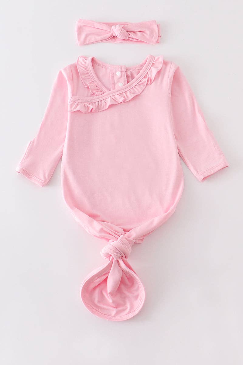 Baby Ruffle Gown: Light Pink (2 PC Bamboo Set)