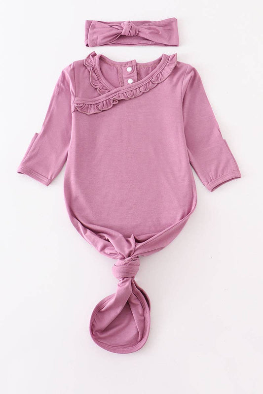 Baby Ruffle Gown: Lilac (2 PC Bamboo Set)