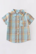 Load image into Gallery viewer, Boy Collared Shirt: Mint Plaid
