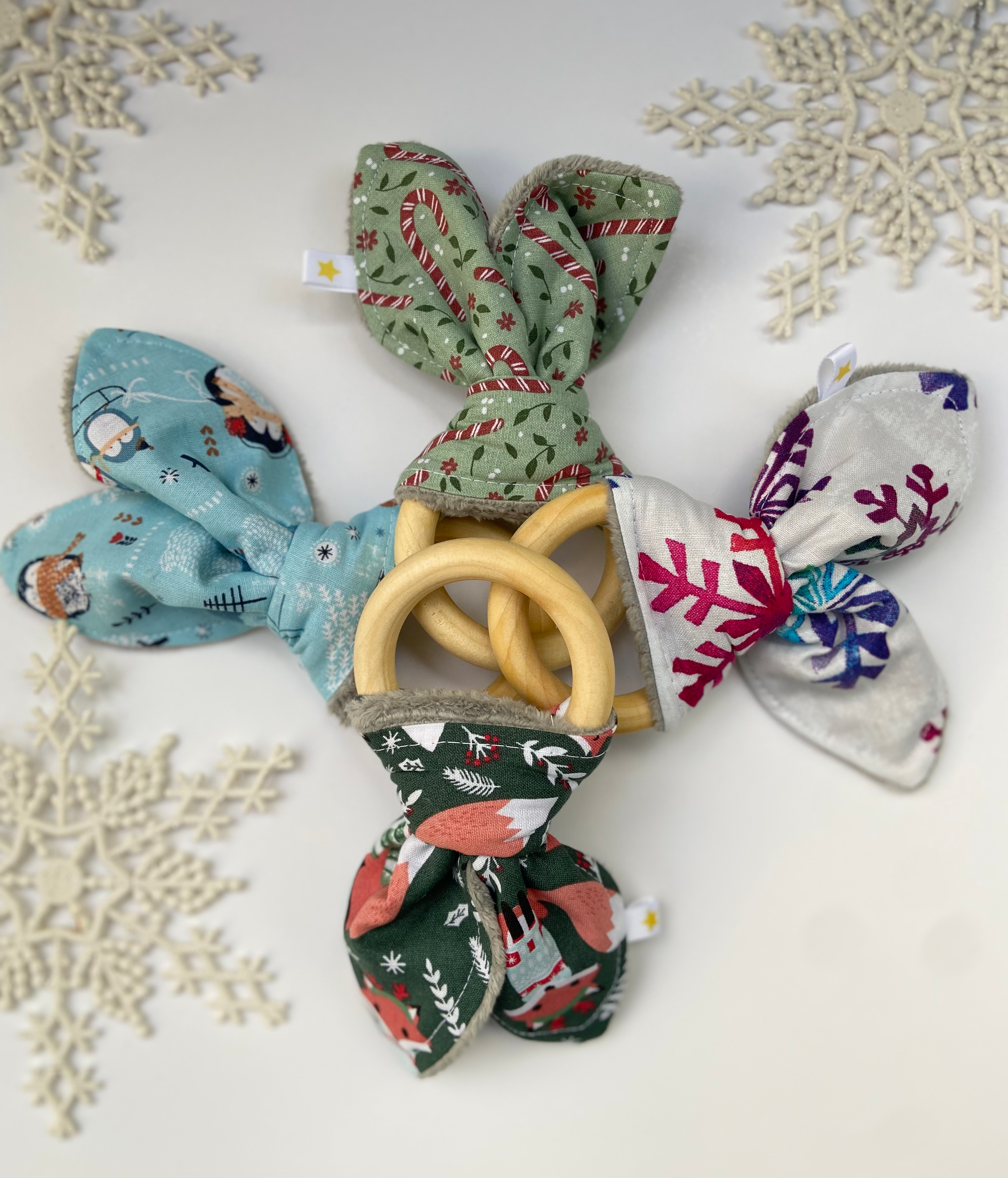 Teether: Rainbow Winter Snowflake