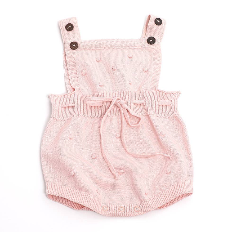 Milan Pastel Bobble Sweater Knit Baby Romper Organic Cotton: Blush / 0-3 Month