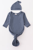 Load image into Gallery viewer, Baby Gown: Slate Blue (2 PC Bamboo Set)
