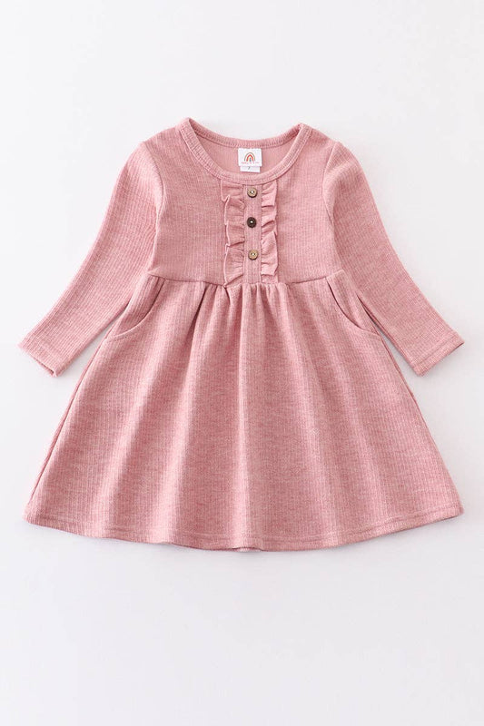 Girl's Ruffle Dress: Blush