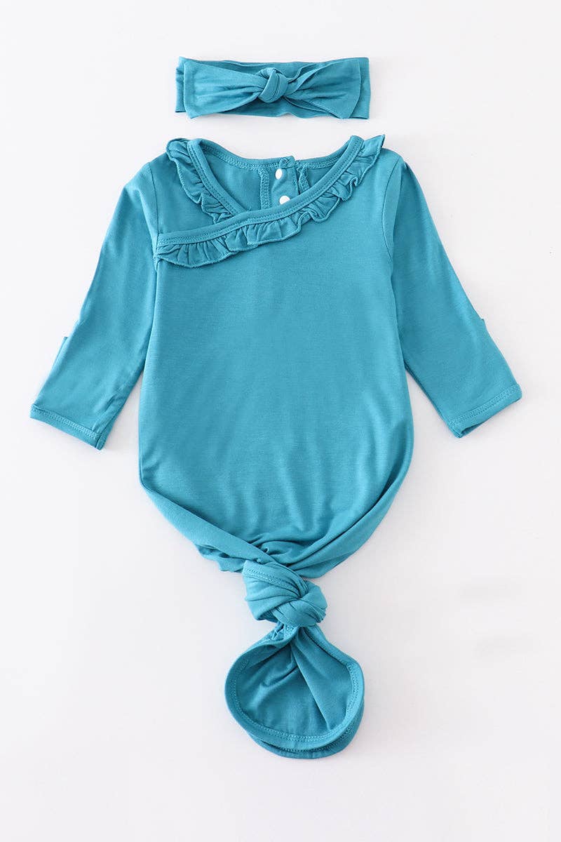 Baby Ruffle Gown: Teal (2 PC Bamboo Set)