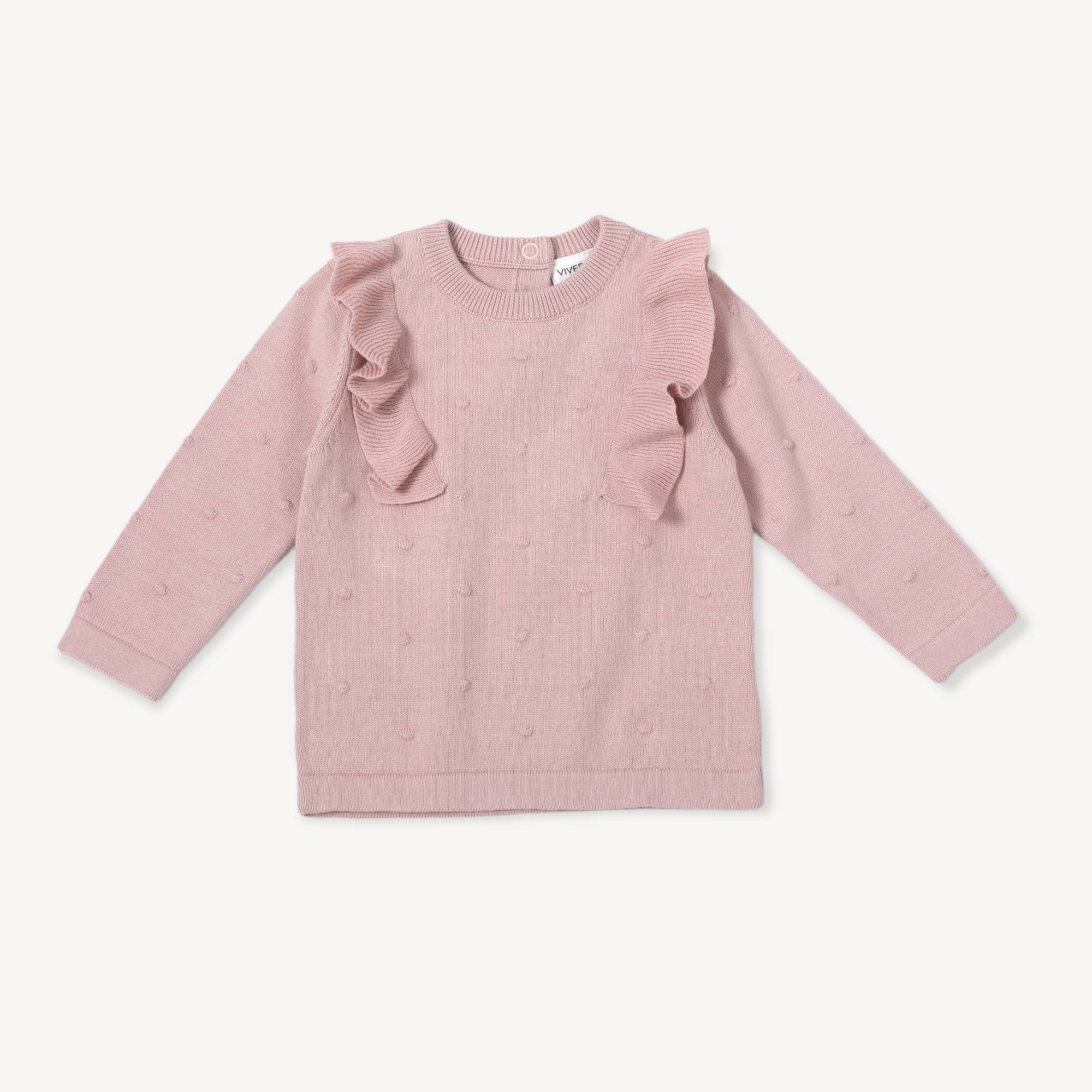 Milan Ruffle Bobble Baby Sweater Knit Pullover Top (Organic): Mauve Pink