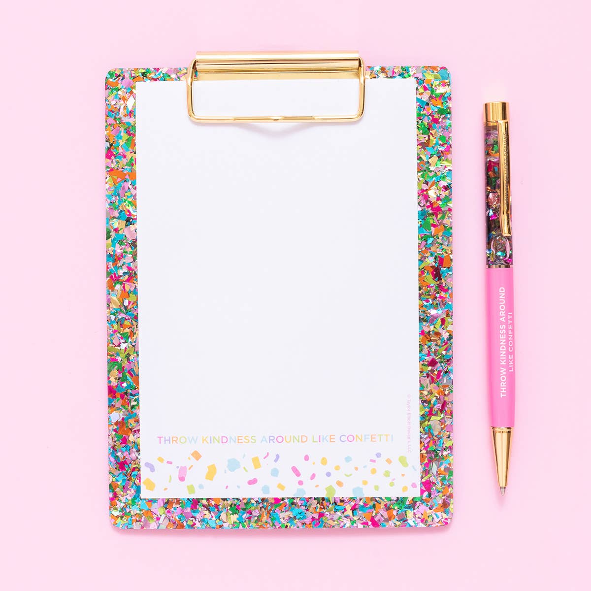 Gift Bundle: Confetti Notepad & Clipboard (Small Notepad Size 5" x 6.6")